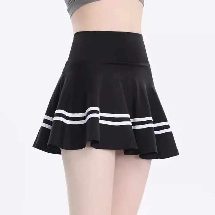 Stripe Summer Running Shorts Built-in Side Pocket False 2 Pieces Tennis Mini Skirt Cooling Quick Dry Breathable Yoga Skirt Women - Image 3